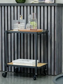 GANGSTED Småopbevaring Diverse|Rullebord 2 hylder egefarve/sort Eg+Sort
