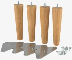 BEDLEG CONICAL OAK Sengeben Og Tilbehør|Sengeben Ø5xH19cm eg 4 stk/pk