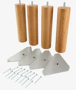 BEDLEG ROUND Ø5 OAK Sengeben Og Tilbehør|Sengeben Ø5xH20cm runde eg sæt med 4