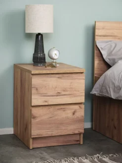 LIMFJORDEN Sengeborde|Sengeborde|Sengebord 2 skuffer natur egefarve Natur,Eg