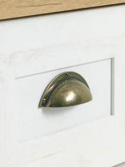 MARKSKEL Sengeborde|Sengeborde|Sengebord 1 skuffe hvid/egefarve