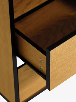 ODENSE Sengeborde|Sengeborde|Sengebord 2 skuffer egefarve/sort