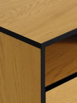 ODENSE Sengeborde|Sengeborde|Sengebord 2 skuffer egefarve/sort