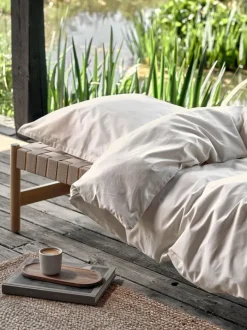 ELLIE Sengetøj|Sengetøj 140x200 natur m. broderi