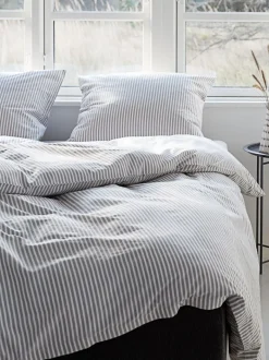 SUS Sengetøj|Sengetøj percale garnfarvet 140x200 hvid/grå