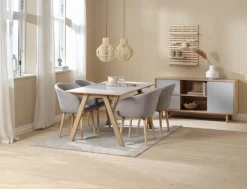 EGEBJERG Skænke Og Vitrineskabe|Skænke Og Vitrineskabe|Skænk 2 skuffer/1 låge grå/eg