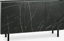 KRONDAL Skænke Og Vitrineskabe|Skænke Og Vitrineskabe|Skænk 3 låger sort/marmorfarve
