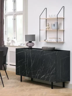 KRONDAL Skænke Og Vitrineskabe|Skænke Og Vitrineskabe|Skænk 3 låger sort/marmorfarve