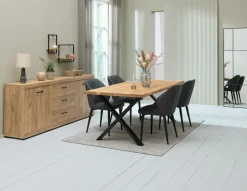 LINTRUP Skænke Og Vitrineskabe|Skænke Og Vitrineskabe|Skænk 2 låger 3 skuffer egefarve