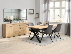 LINTRUP Skænke Og Vitrineskabe|Skænke Og Vitrineskabe|Skænk 2 låger 3 skuffer egefarve