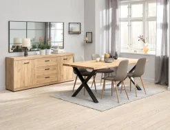 LINTRUP Skænke Og Vitrineskabe|Skænke Og Vitrineskabe|Skænk 2 låger 3 skuffer egefarve