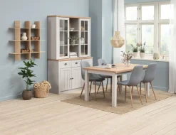 MARKSKEL Skænke Og Vitrineskabe|Skænke Og Vitrineskabe|Skænk 3 låger lys /egefarve Grå