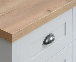 MARKSKEL Skænke Og Vitrineskabe|Skænke Og Vitrineskabe|Skænk 3 låger lys /egefarve Grå