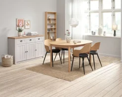 MARKSKEL Skænke Og Vitrineskabe|Skænke Og Vitrineskabe|Skænk 3 låger lys /egefarve Grå