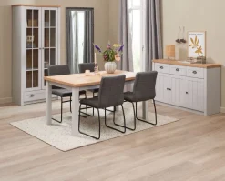 MARKSKEL Skænke Og Vitrineskabe|Skænke Og Vitrineskabe|Skænk 3 låger lys /egefarve Grå