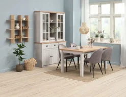 MARKSKEL Skænke Og Vitrineskabe|Skænke Og Vitrineskabe|Skænk 3 låger lys /egefarve Grå