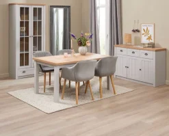 MARKSKEL Skænke Og Vitrineskabe|Skænke Og Vitrineskabe|Skænk 3 låger lys /egefarve Grå