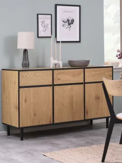 ODENSE Skænke Og Vitrineskabe|Skænke Og Vitrineskabe|Skænk 3 låger 3 skuffer eg/sort