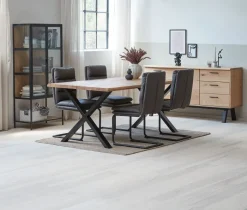 SANDBY Skænke Og Vitrineskabe|Skænke Og Vitrineskabe|Skænk 2 låger + 3 skuffer eg natur/sort