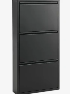 HALLENSLEV Skoopbevaring|Skoskab 3 rum Sort