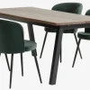 SKOVLUNDE + RISSKOV Spisebordssæt|SKOVLUNDE L200 bord mørk eg + 4 RISSKOV stole mørkegrøn