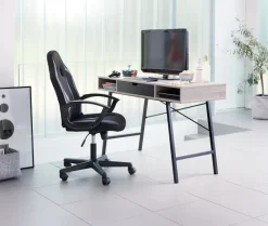 ABBETVED Skriveborde|Skrivebord 48x120 eg/sort Eg+Sort