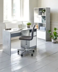 BILLUND Skriveborde|Skrivebord 54x120 beton/hvid Hvid+Beton