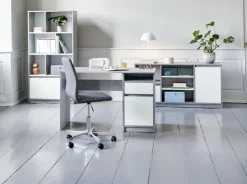 BILLUND Skriveborde|Skrivebord 54x120 beton/hvid Hvid+Beton