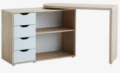 LANGAGER Skriveborde|Skrivebord 41-107x107-165 lys eg farve/hvid