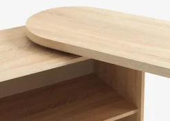 LANGAGER Skriveborde|Skrivebord 41-107x107-165 lys eg farve/hvid