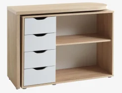 LANGAGER Skriveborde|Skrivebord 41-107x107-165 lys eg farve/hvid