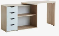 LANGAGER Skriveborde|Skrivebord 41-107x107-165 lys eg farve/hvid