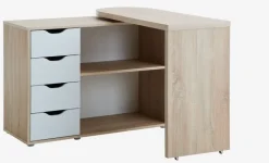 LANGAGER Skriveborde|Skrivebord 41-107x107-165 lys eg farve/hvid