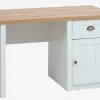 MARKSKEL Skriveborde|Skrivebord 60x120 1 låge 1 skuffe hvid/egefarve