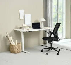 ASPERUP Kontorstole|Skrivebordsstol sort mesh/sort stof