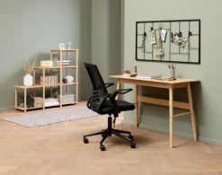 ASPERUP Kontorstole|Skrivebordsstol sort mesh/sort stof