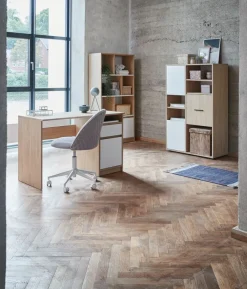 KOKKEDAL Kontorstole|Skrivebordsstol gråt stof/hvid