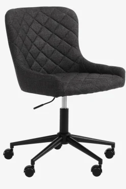 PEBRINGE Kontorstole|Skrivebordsstol mørkegråt stof/sort