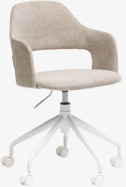 REERSLEV Kontorstole|Skrivebordsstol sandfarvet stof/hvid