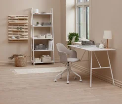 REERSLEV Kontorstole|Skrivebordsstol sandfarvet stof/hvid