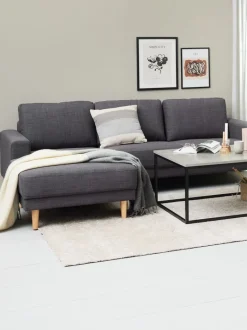 EGENSE Sofaer Med Chaiselong|Hjørnesofaer|Sofa chaiselong t stof Mørkegrå