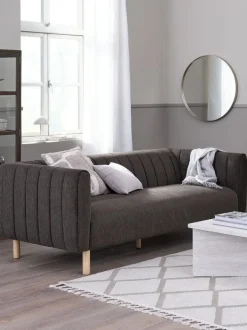 MAGLEBY Sofaer Med Chaiselong|Hjørnesofaer|Sofa 3-pers. mørkebrunt stof/egefarve