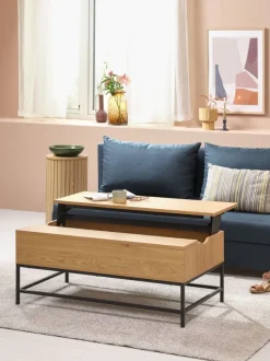 AABENRAA Hjørneborde|Sofaborde|Sofabord L110 løftbar plade/opbevaring egefarve