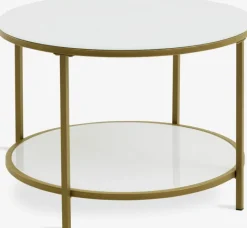 GADEVANG Hjørneborde|Sofaborde|Sofabord Ø65 hvid/guld