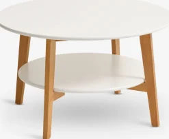 JEGIND Hjørneborde|Sofaborde|Sofabord Ø80 m/hylde hvid/natur