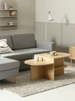 LISBJERG Hjørneborde|Sofaborde|Sofabord 60x107 m/hylder eg naturfarve