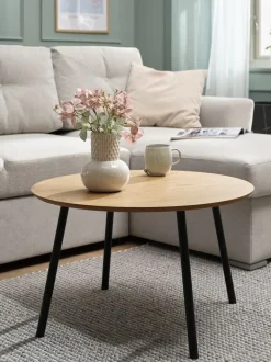 NYBO Hjørneborde|Sofaborde|Sofabord Ø70 egefarve/sort