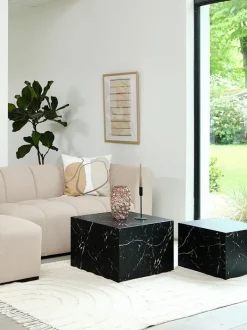 TINGSTED Hjørneborde|Sofaborde|Sofabord 45x45/55x55 marmorfarve 2 stk.