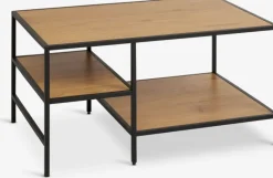 TRAPPEDAL Hjørneborde|Sofaborde|Sofabord 90x60 2 hylder egefarve/sort