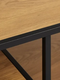 TRAPPEDAL Hjørneborde|Sofaborde|Sofabord 90x60 2 hylder egefarve/sort